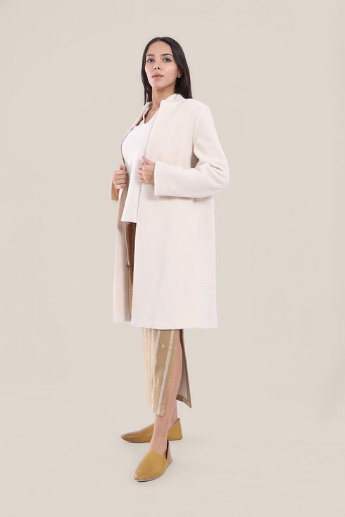 Short coat in furry wool blend
